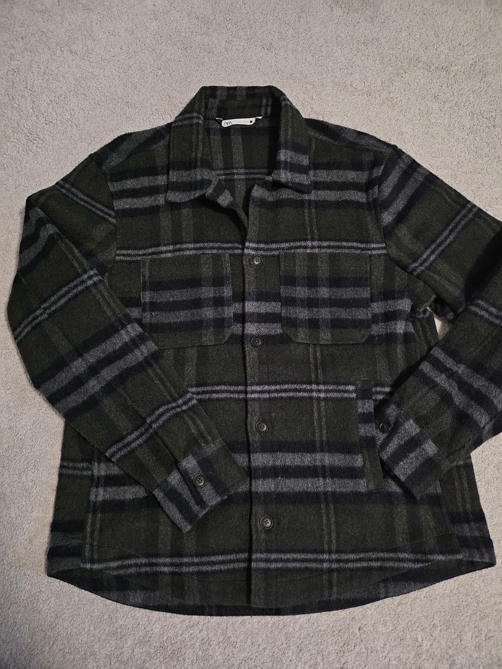 ZARA Men's Plaid Button-Up Shacket